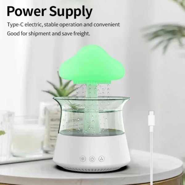 Rain Cloud Night Light humidifier with raining water drop sound and 7 color led light essential oil diffuser aromatherapy - Image 6