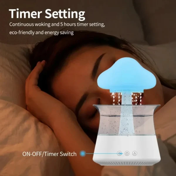 Rain Cloud Night Light humidifier with raining water drop sound and 7 color led light essential oil diffuser aromatherapy - Image 3